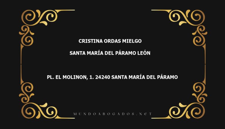 abogado Cristina Ordas Mielgo en la localidad de Santa María del Páramo