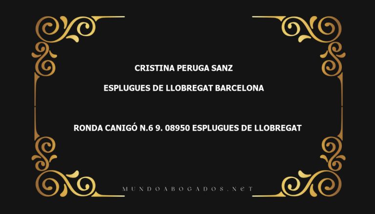 abogado Cristina Peruga Sanz en la localidad de Esplugues de Llobregat