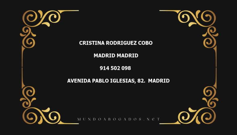 abogado Cristina Rodriguez Cobo en la localidad de Madrid