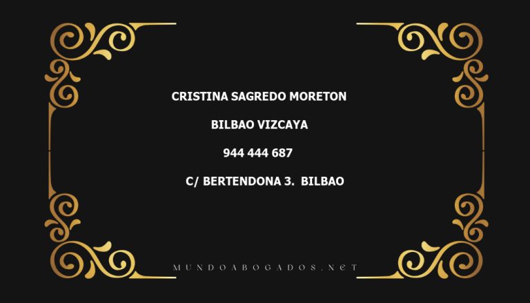 abogado Cristina Sagredo Moreton en la localidad de Bilbao