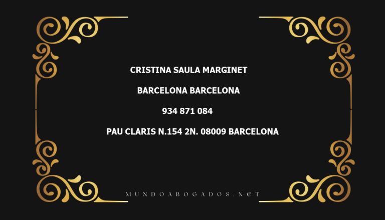 abogado Cristina Saula Marginet en la localidad de Barcelona