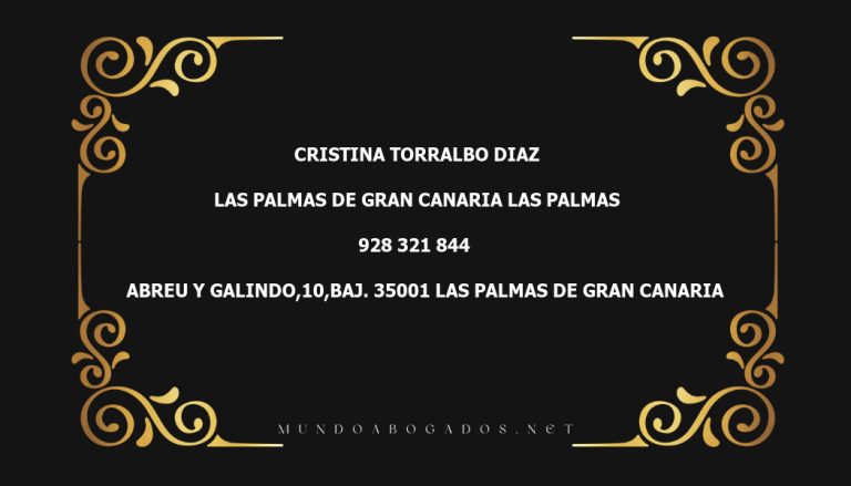 abogado Cristina Torralbo Diaz en la localidad de Las Palmas de Gran Canaria