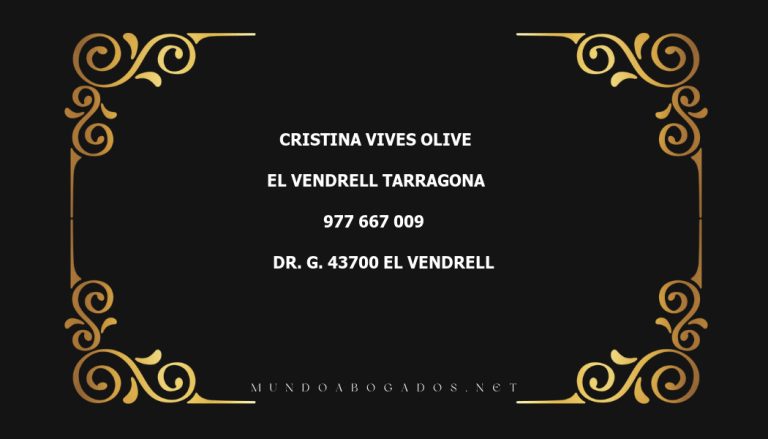 abogado Cristina Vives Olive en la localidad de El Vendrell