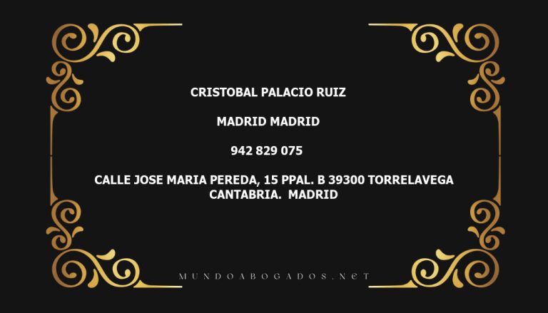 abogado Cristobal Palacio Ruiz en la localidad de Madrid