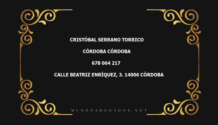 abogado Cristóbal Serrano Torrico en la localidad de Córdoba