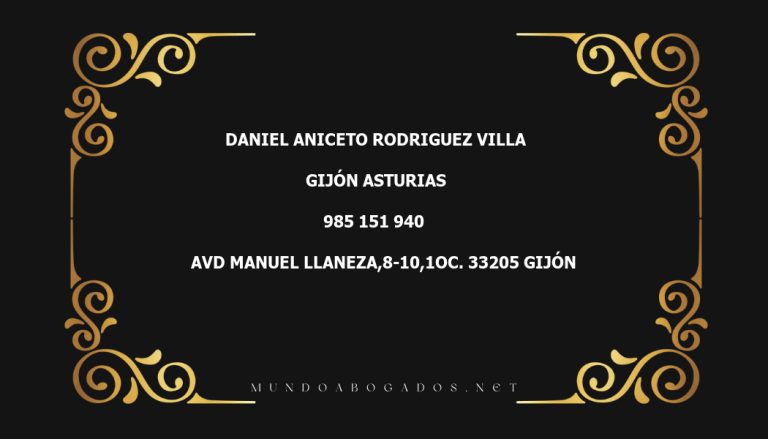 abogado Daniel Aniceto Rodriguez Villa en la localidad de Gijón