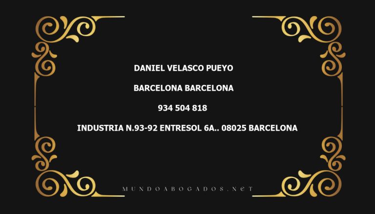 abogado Daniel Velasco Pueyo en la localidad de Barcelona