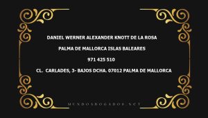 abogado Daniel Werner Alexander Knott De La Rosa en la localidad de Palma de Mallorca