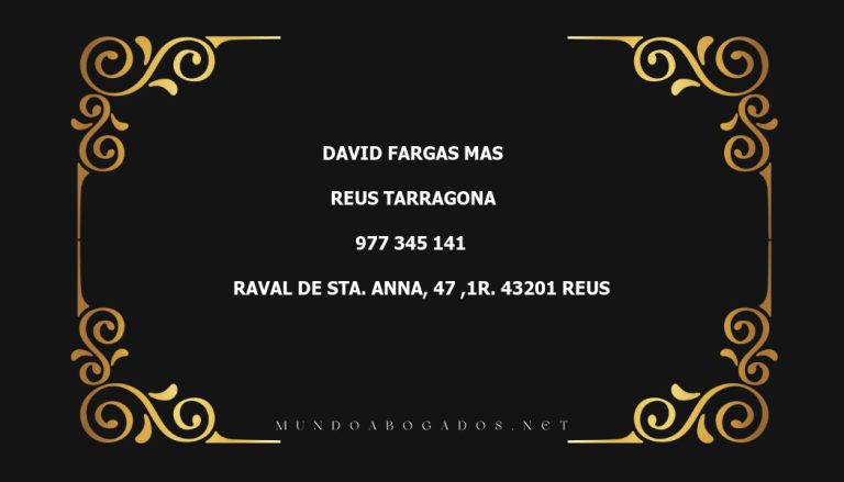 abogado David Fargas Mas en la localidad de Reus