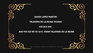 abogado David Lopez Martin en la localidad de Talavera de la Reina