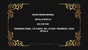 abogado David Meron Bernal en la localidad de Sevilla