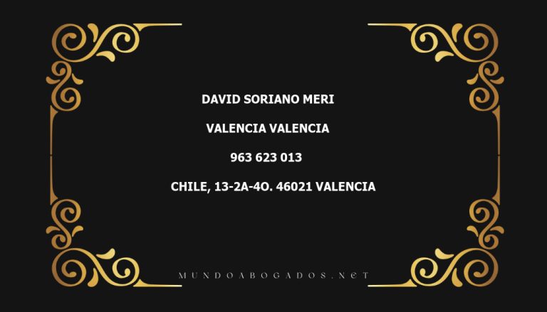 abogado David Soriano Meri en la localidad de Valencia