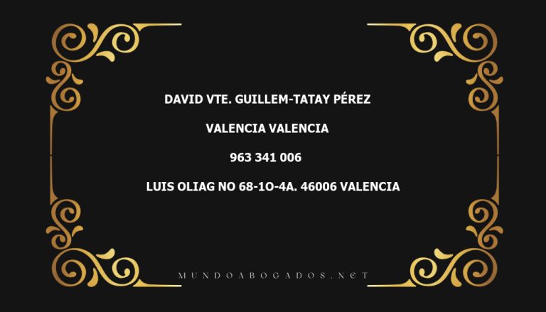 abogado David Vte. Guillem-Tatay Pérez en la localidad de Valencia