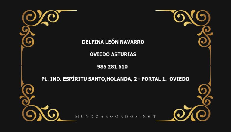 abogado Delfina León Navarro en la localidad de Oviedo