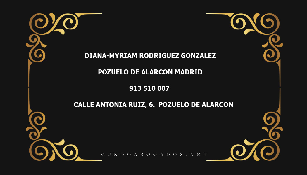 abogado Diana-Myriam Rodriguez Gonzalez en la localidad de Pozuelo de Alarcon