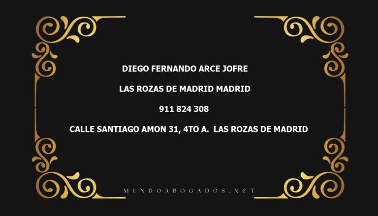 abogado Diego Fernando Arce Jofre en la localidad de Las Rozas de Madrid