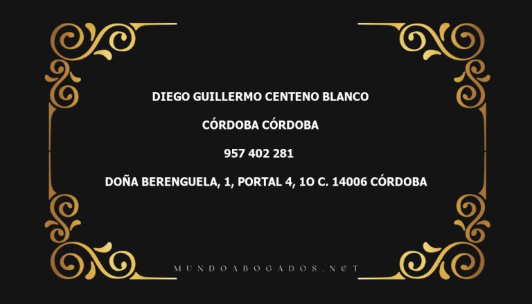 abogado Diego Guillermo Centeno Blanco en la localidad de Córdoba