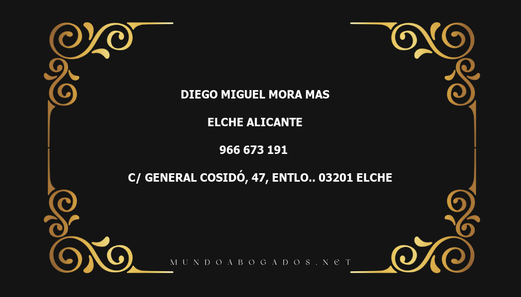 abogado Diego Miguel Mora Mas en la localidad de Elche