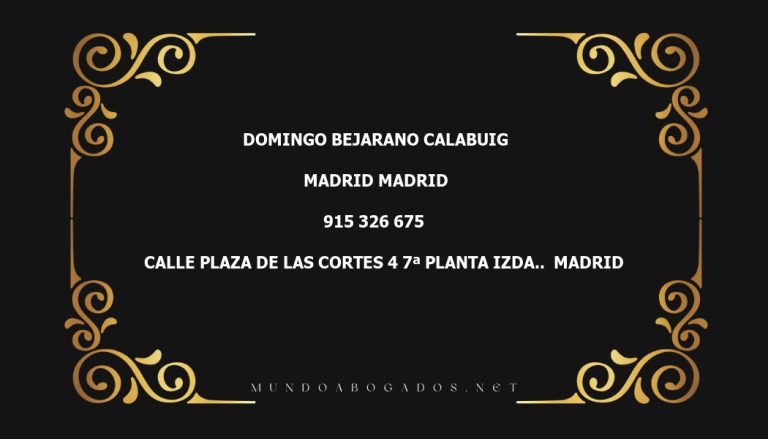 abogado Domingo Bejarano Calabuig en la localidad de Madrid