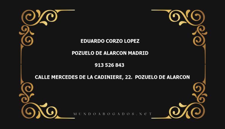 abogado Eduardo Corzo Lopez en la localidad de Pozuelo de Alarcon