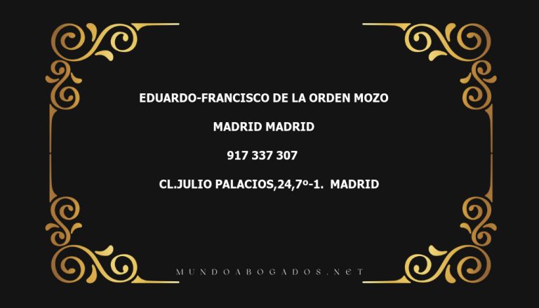 abogado Eduardo-Francisco De La Orden Mozo en la localidad de Madrid