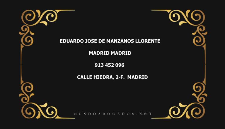 abogado Eduardo Jose De Manzanos Llorente en la localidad de Madrid