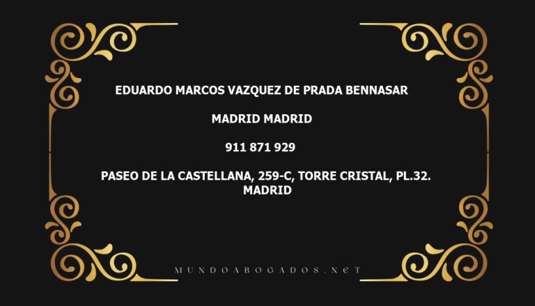 abogado Eduardo Marcos Vazquez De Prada Bennasar en la localidad de Madrid