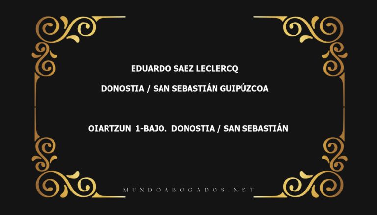 abogado Eduardo Saez Leclercq en la localidad de Donostia / San Sebastián