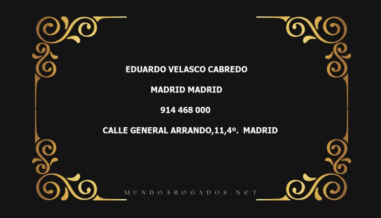 abogado Eduardo Velasco Cabredo en la localidad de Madrid