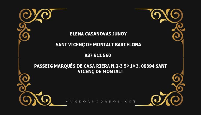 abogado Elena Casanovas Junoy en la localidad de Sant Vicenç de Montalt