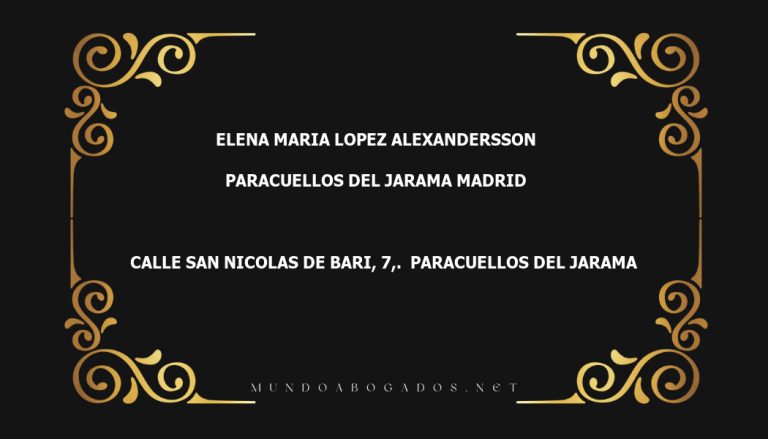 abogado Elena Maria Lopez Alexandersson en la localidad de Paracuellos del Jarama