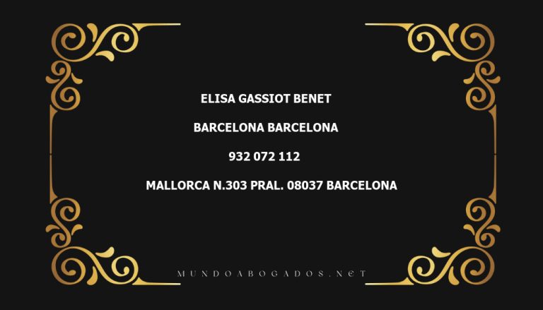 abogado Elisa Gassiot Benet en la localidad de Barcelona