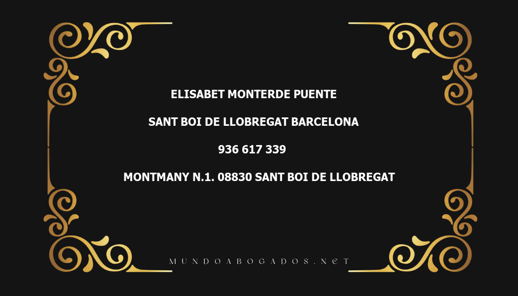 abogado Elisabet Monterde Puente en la localidad de Sant Boi de Llobregat