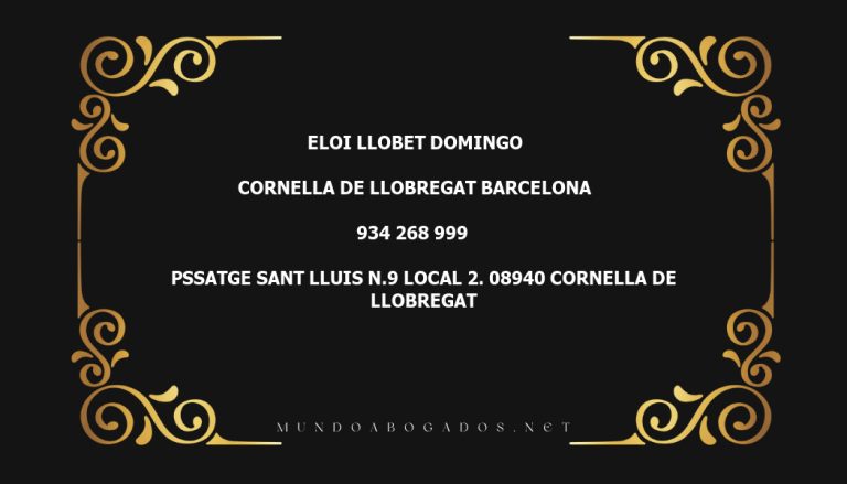 abogado Eloi Llobet Domingo en la localidad de Cornella de Llobregat