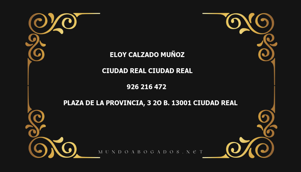 abogado Eloy Calzado Muñoz en la localidad de Ciudad Real