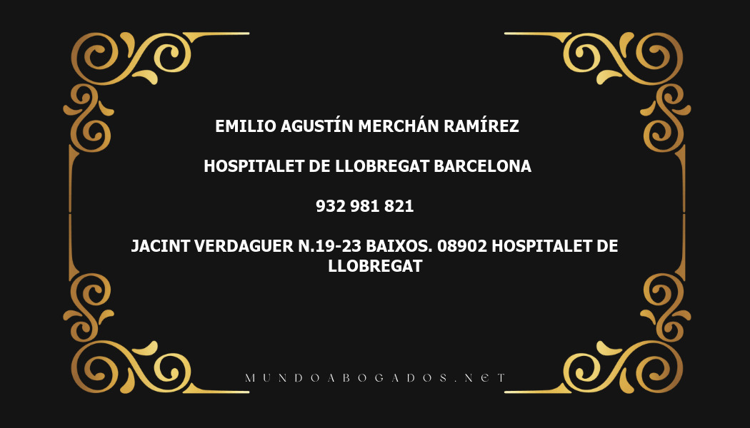 abogado Emilio Agustín Merchán Ramírez en la localidad de Hospitalet de Llobregat