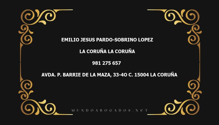 abogado Emilio Jesus Pardo-Sobrino Lopez en la localidad de La Coruña