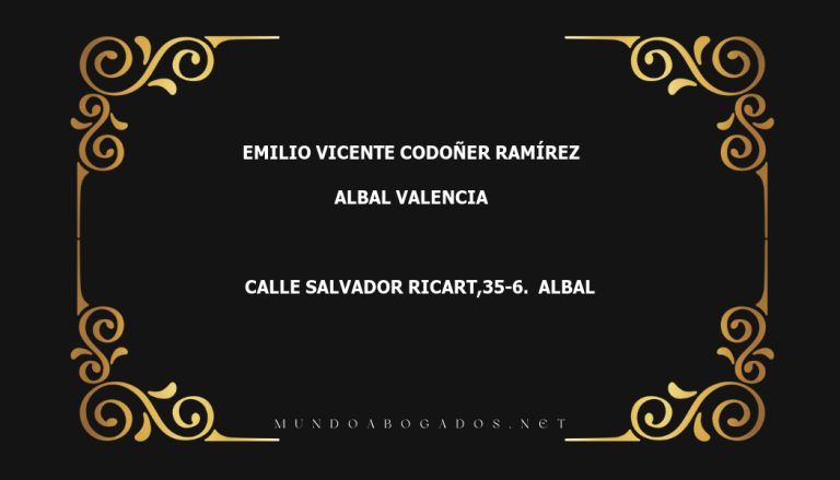 abogado Emilio Vicente Codoñer Ramírez en la localidad de Albal