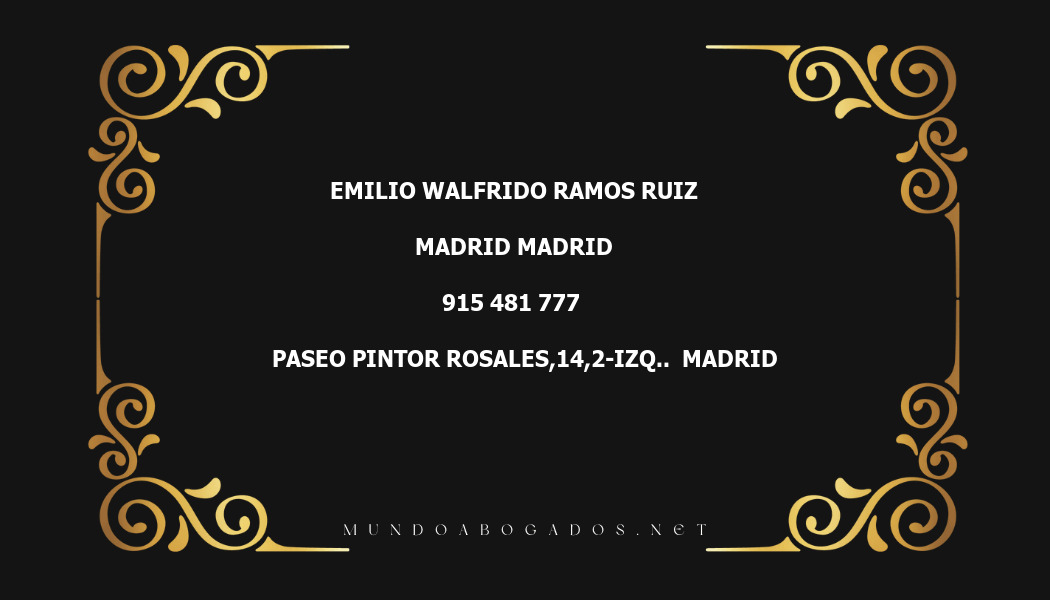 abogado Emilio Walfrido Ramos Ruiz en la localidad de Madrid