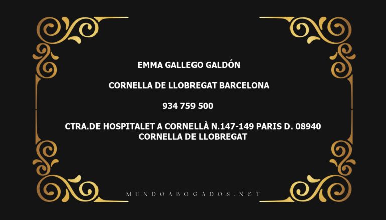 abogado Emma Gallego Galdón en la localidad de Cornella de Llobregat