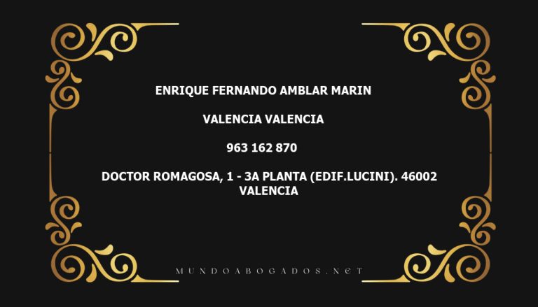 abogado Enrique Fernando Amblar Marin en la localidad de Valencia