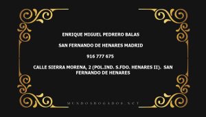 abogado Enrique Miguel Pedrero Balas en la localidad de San Fernando de Henares