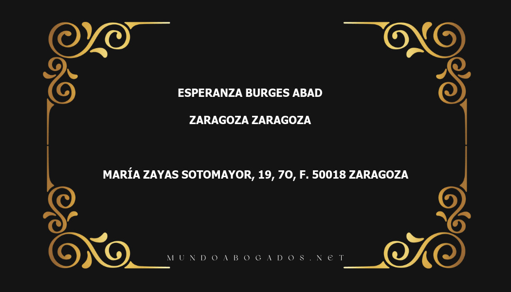 abogado Esperanza Burges Abad en la localidad de Zaragoza