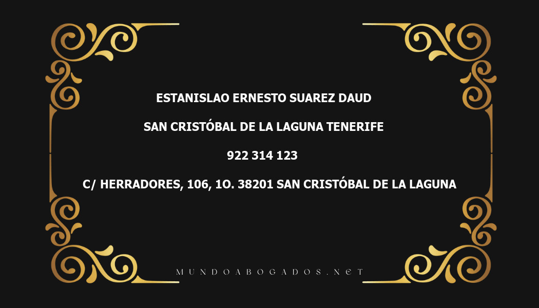 abogado Estanislao Ernesto Suarez Daud en la localidad de San Cristóbal de La Laguna