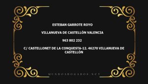 abogado Esteban Garrote Royo en la localidad de Villanueva de Castellón