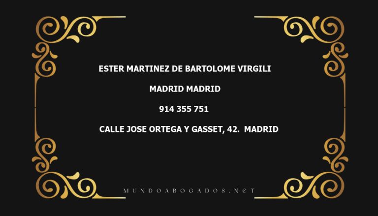 abogado Ester Martinez De Bartolome Virgili en la localidad de Madrid