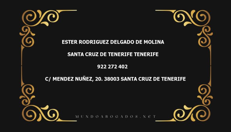 abogado Ester Rodriguez Delgado De Molina en la localidad de Santa Cruz de Tenerife