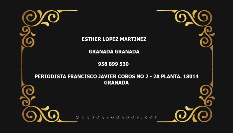 abogado Esther Lopez Martinez en la localidad de Granada