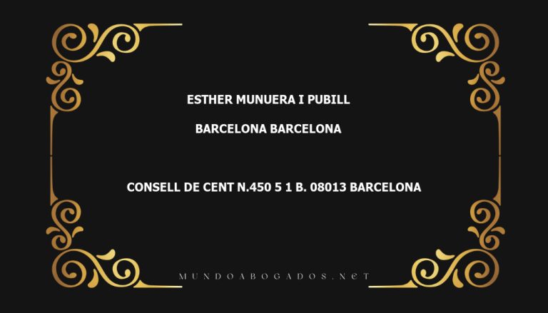 abogado Esther Munuera I Pubill en la localidad de Barcelona