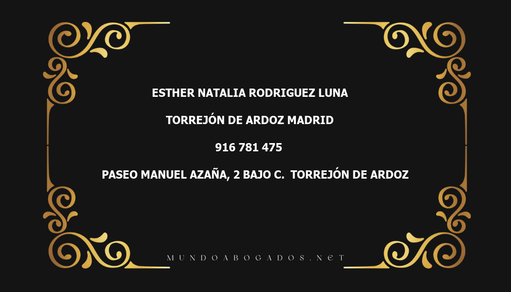 abogado Esther Natalia Rodriguez Luna en la localidad de Torrejón de Ardoz